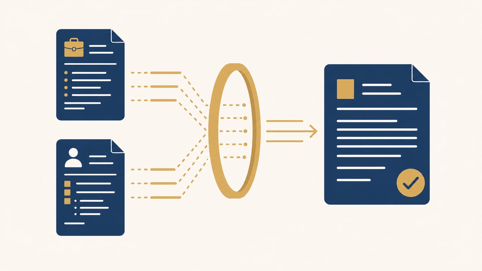 Diagram: Job description + Master CV → AI analysis → Personalized cover letter